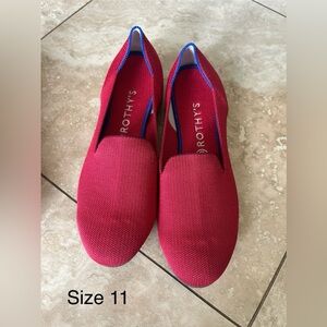 Rothy’s Red The Loafer Slip On Flat Shoes Sz 11 Round Toe